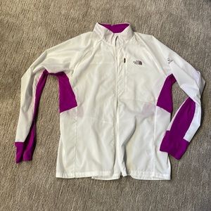 White and magenta flight series north face jacket
